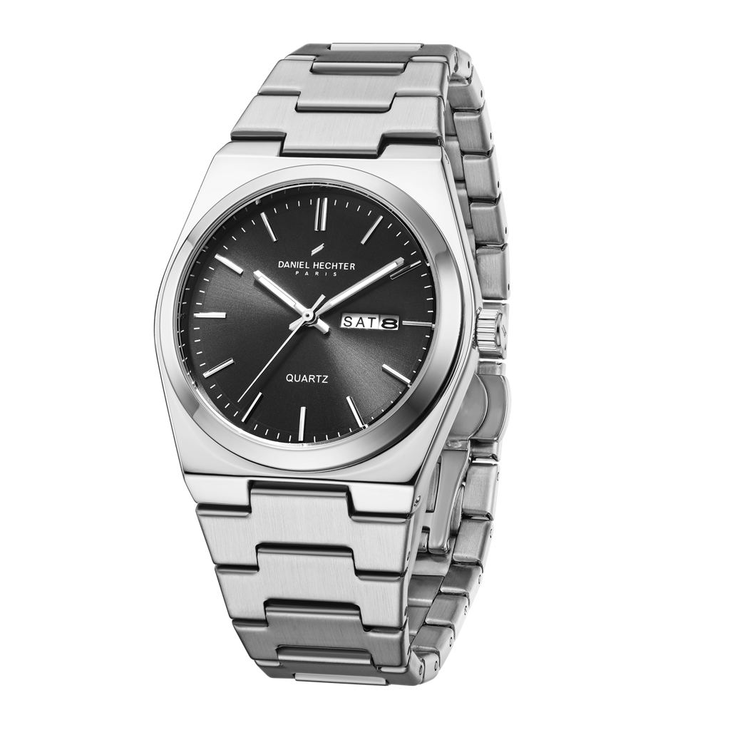 Daniel Hechter Paris Avenue Hoche Collection Modern Analog Watch For Men With Round Dial And Stainless Steel Band : DHM1004-11