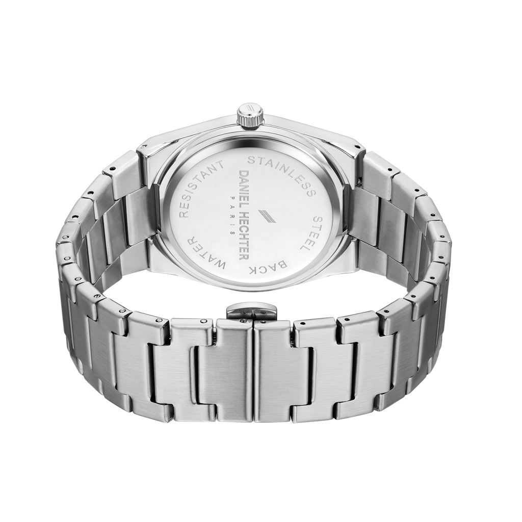 Daniel Hechter Paris Avenue Hoche Collection Modern Analog Watch For Men With Round Dial And Stainless Steel Band : DHM1004-44