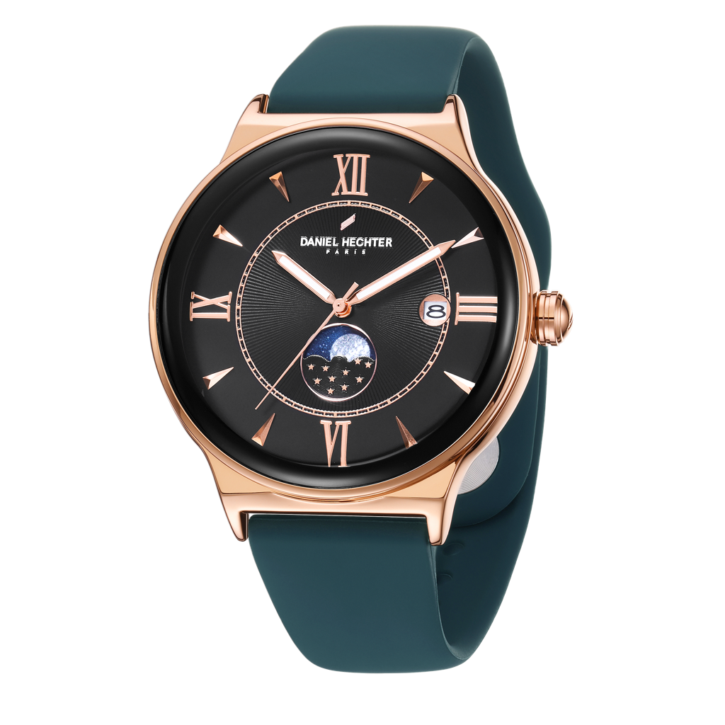 Daniel Hechter Paris Round Dial Watch For Men With Roman Indices, Stylish Silicone Strap, Water Resistant & Quart : DHM1012-02