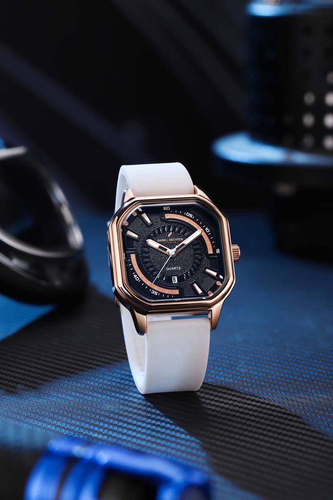 Daniel Hechter Paris Rivoli Collection Modern Analog Watch For Men With Octagon Dial And Silicon Band-Dhm1003 : DHM1003-03