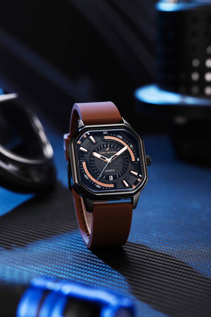 Daniel Hechter Paris Rivoli Collection Modern Analog Watch For Men With Octagon Dial And Silicon Band-Dhm1003 : DHM1003-02