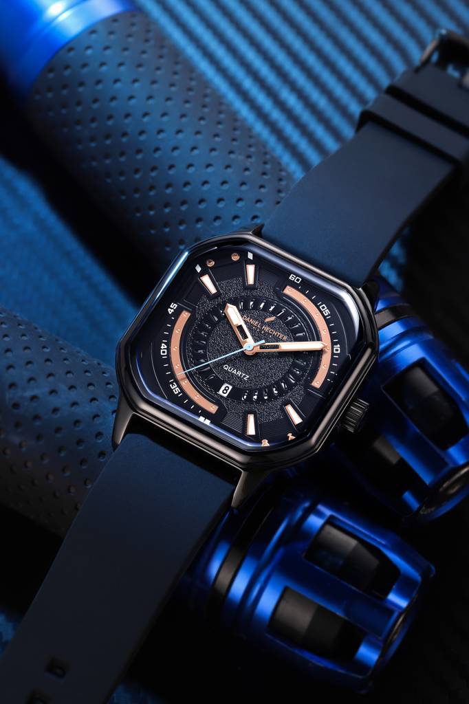 Daniel Hechter Paris Rivoli Collection Modern Analog Watch For Men With Octagon Dial And Silicon Band-Dhm1003 : DHM1003-01