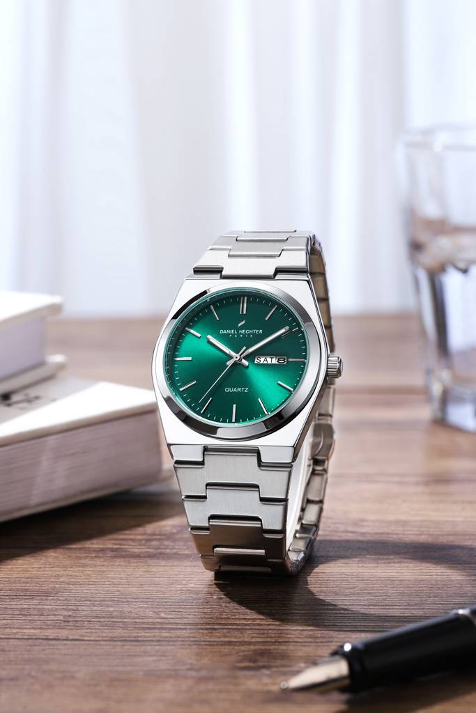 Daniel Hechter Paris Avenue Hoche Collection Modern Analog Watch For Men With Round Dial And Stainless Steel Band : DHM1004-22