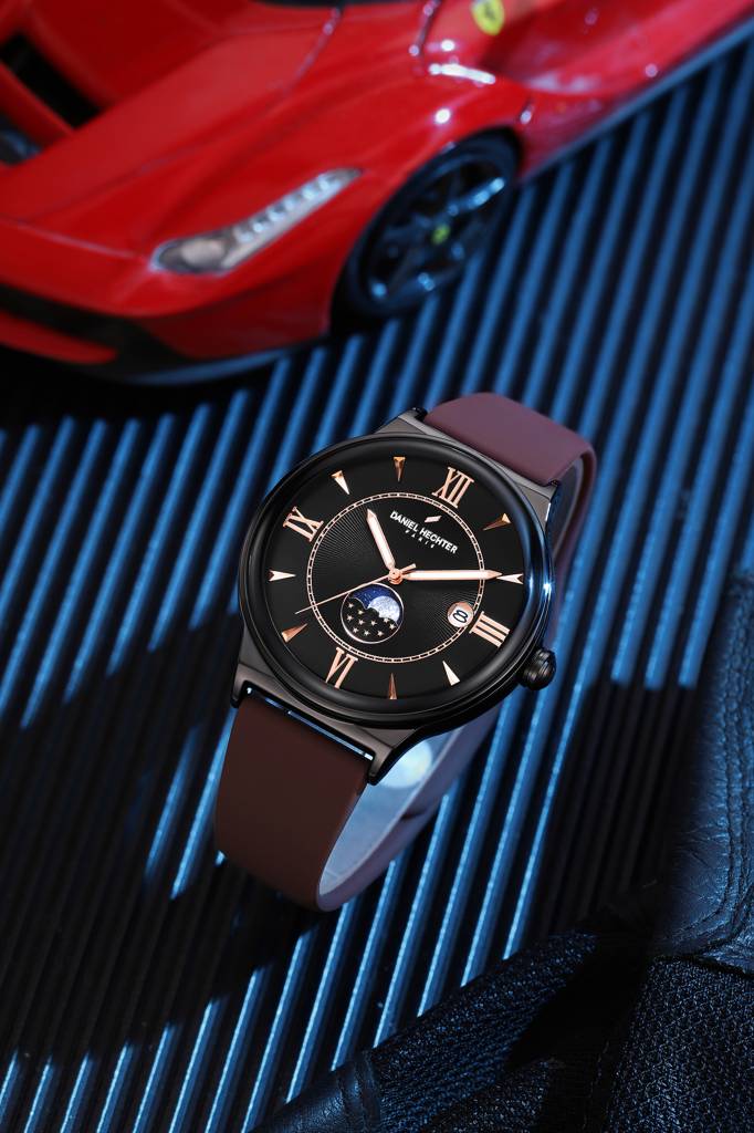 Daniel Hechter Paris Round Dial Watch For Men With Roman Indices, Stylish Silicone Strap, Water Resistant & Quart : DHM1012-03