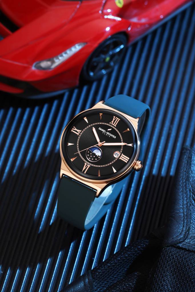 Daniel Hechter Paris Round Dial Watch For Men With Roman Indices, Stylish Silicone Strap, Water Resistant & Quart : DHM1012-02