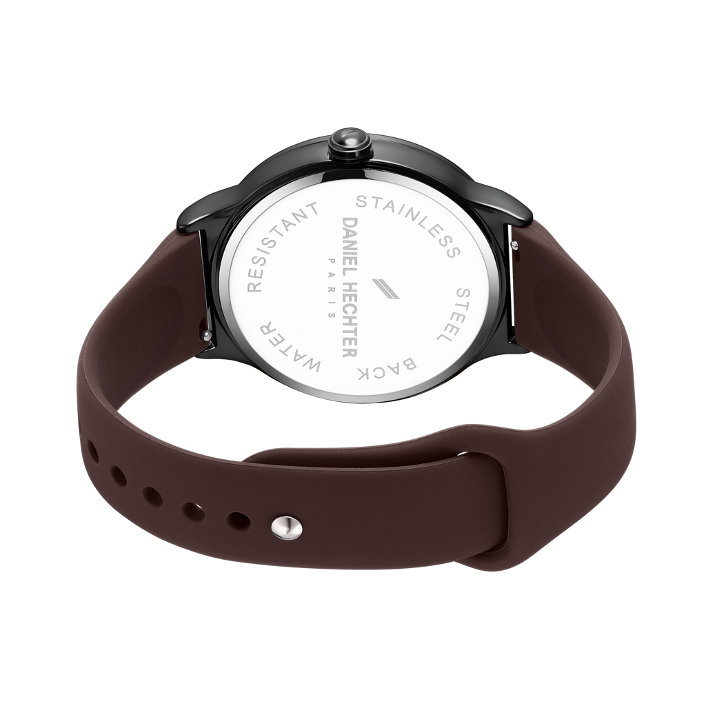 Daniel Hechter Paris Round Dial Watch For Men With Roman Indices, Stylish Silicone Strap, Water Resistant & Quart : DHM1012-03