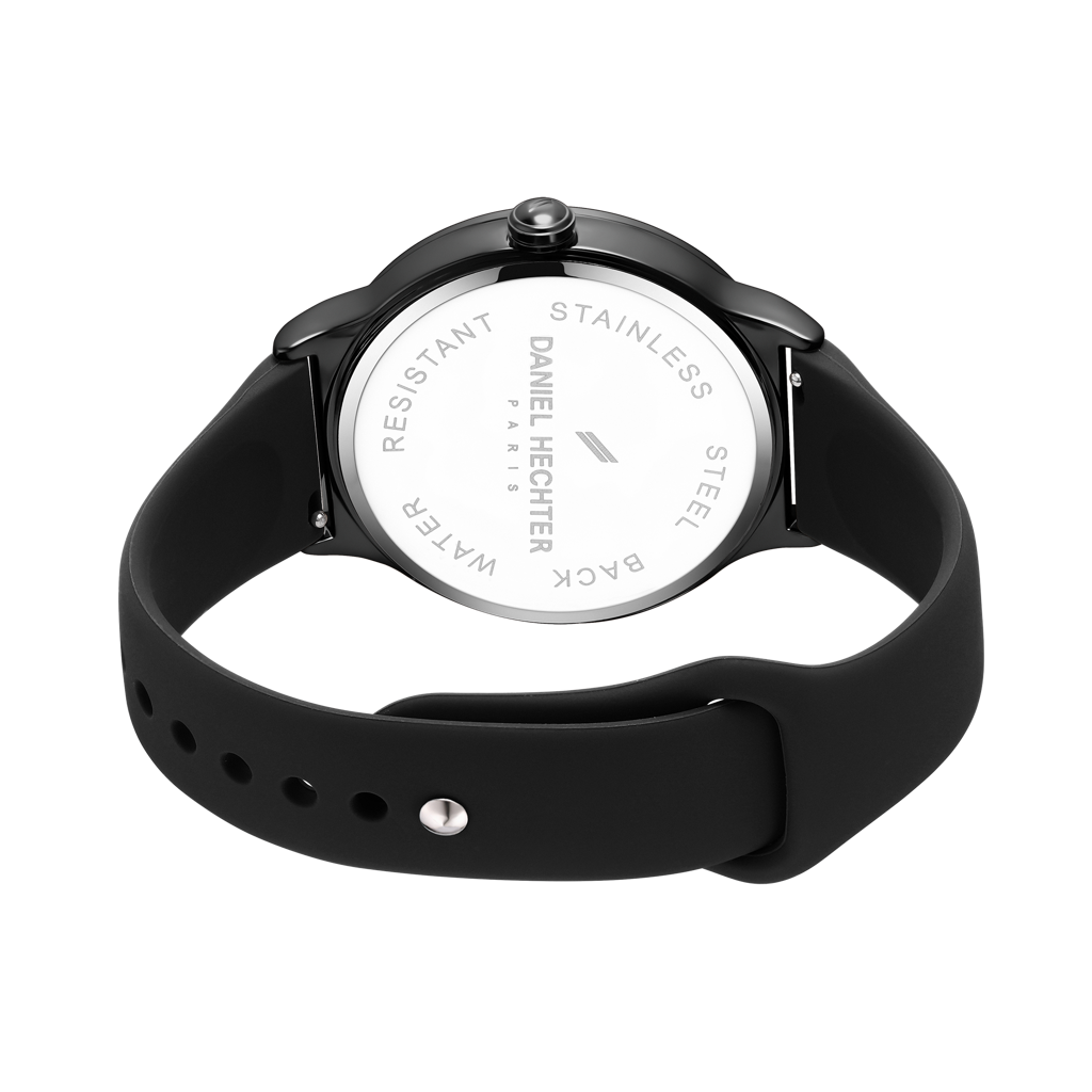 Daniel Hechter Paris Round Dial Watch For Men With Roman Indices, Stylish Silicone Strap, Water Resistant & Quart : DHM1012-01
