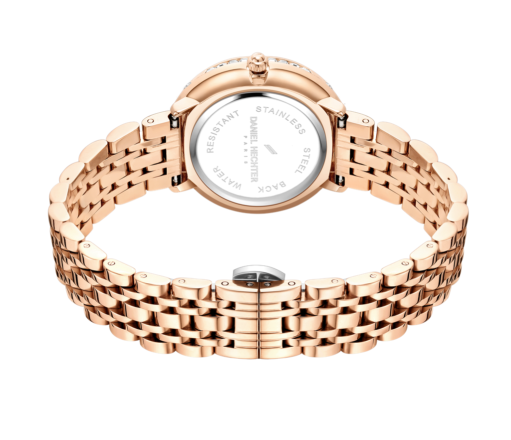 Daniel Hechter Paris Palais-Royal Collection Unique Analoge Watch For Women Withdiamond Cut Glass Dial And Stainl : DHW2003-22