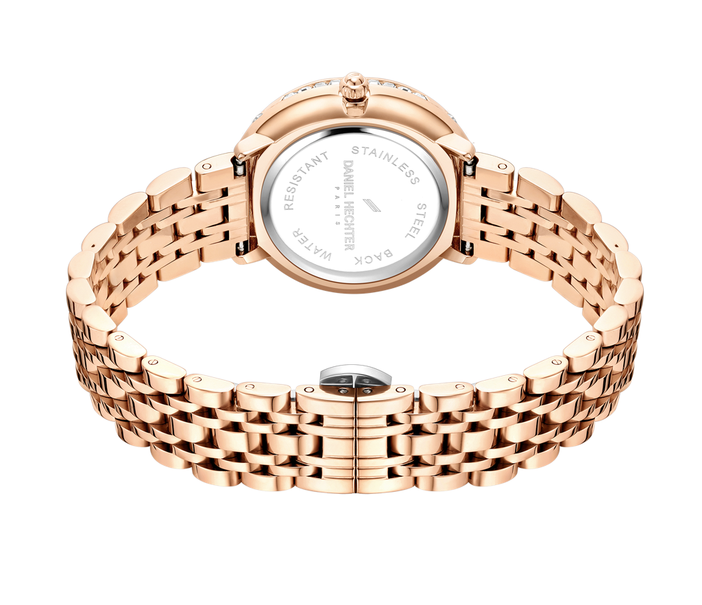 Daniel Hechter Paris Palais-Royal Collection Unique Analoge Watch For Women Withdiamond Cut Glass Dial And Stainl : DHW2003-11