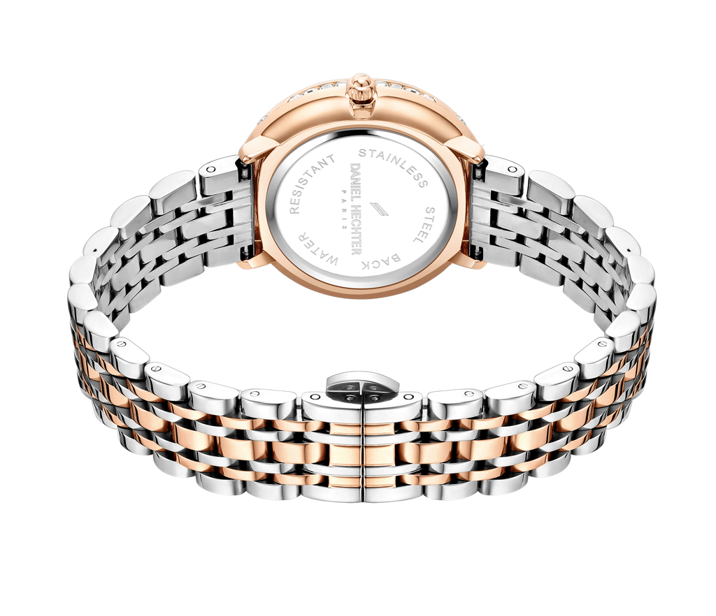Daniel Hechter Paris Palais-Royal Collection Unique Analoge Watch For Women Withdiamond Cut Glass Dial And Stainl : DHW2003-33
