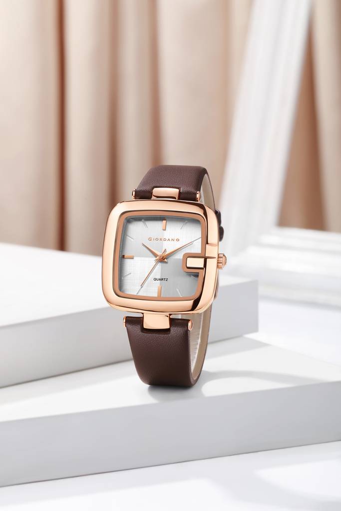 Giordano Square Dial Watch For Women With Leather Strap And Premium Quartz Moevment - Gz-60089 : GZ-60089-02