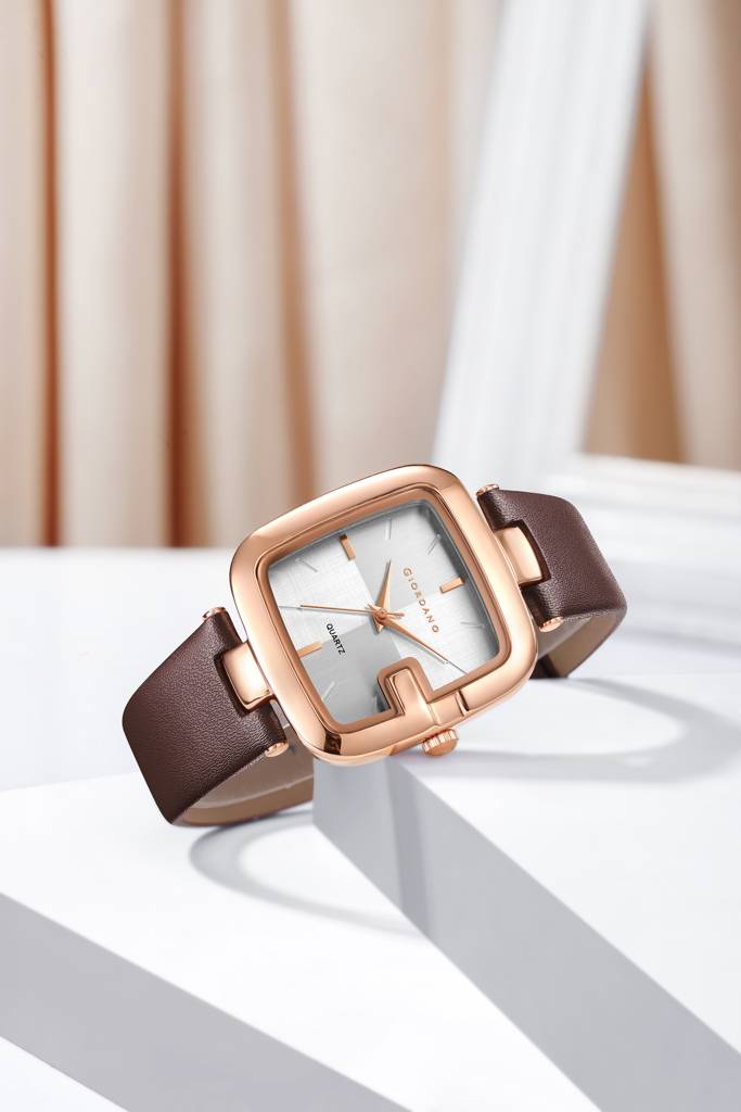 Giordano Square Dial Watch For Women With Leather Strap And Premium Quartz Moevment - Gz-60089 : GZ-60089-02