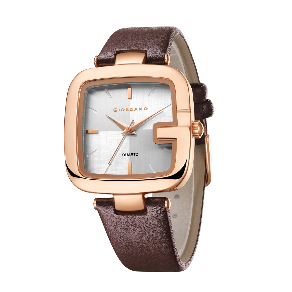 Giordano Square Dial Watch For Women With Leather Strap And Premium Quartz Moevment - Gz-60089 : GZ-60089-02
