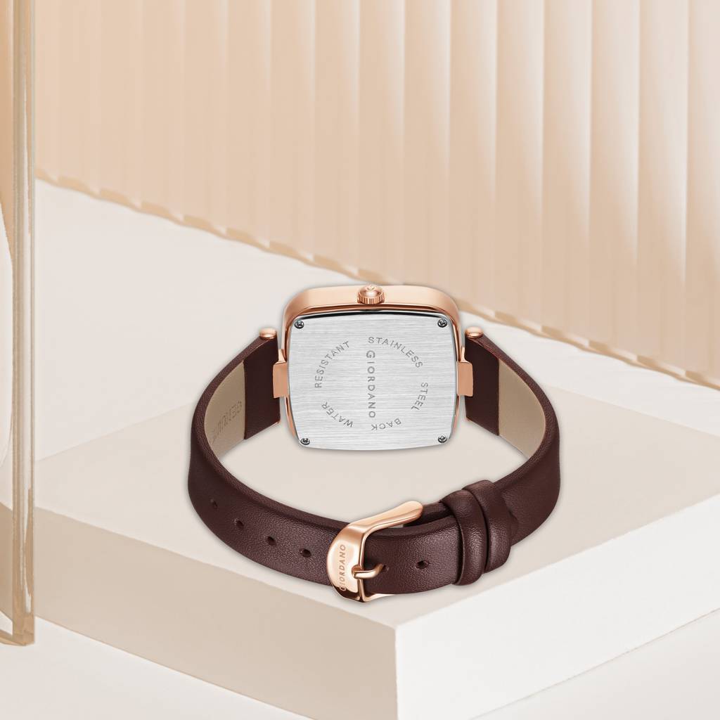 Giordano Square Dial Watch For Women With Leather Strap And Premium Quartz Moevment - Gz-60089 : GZ-60089-03
