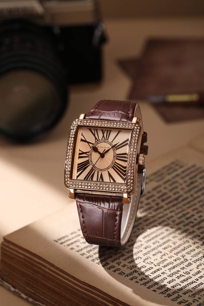 Giordano Elegant Watch For Women Crystal-Studded Square Dial  display picture 1