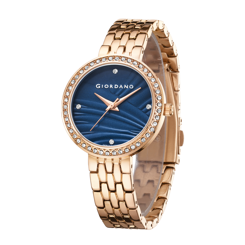 Giordano Analog Stylish Watch For Women With Crystal Bezel & Textured ...