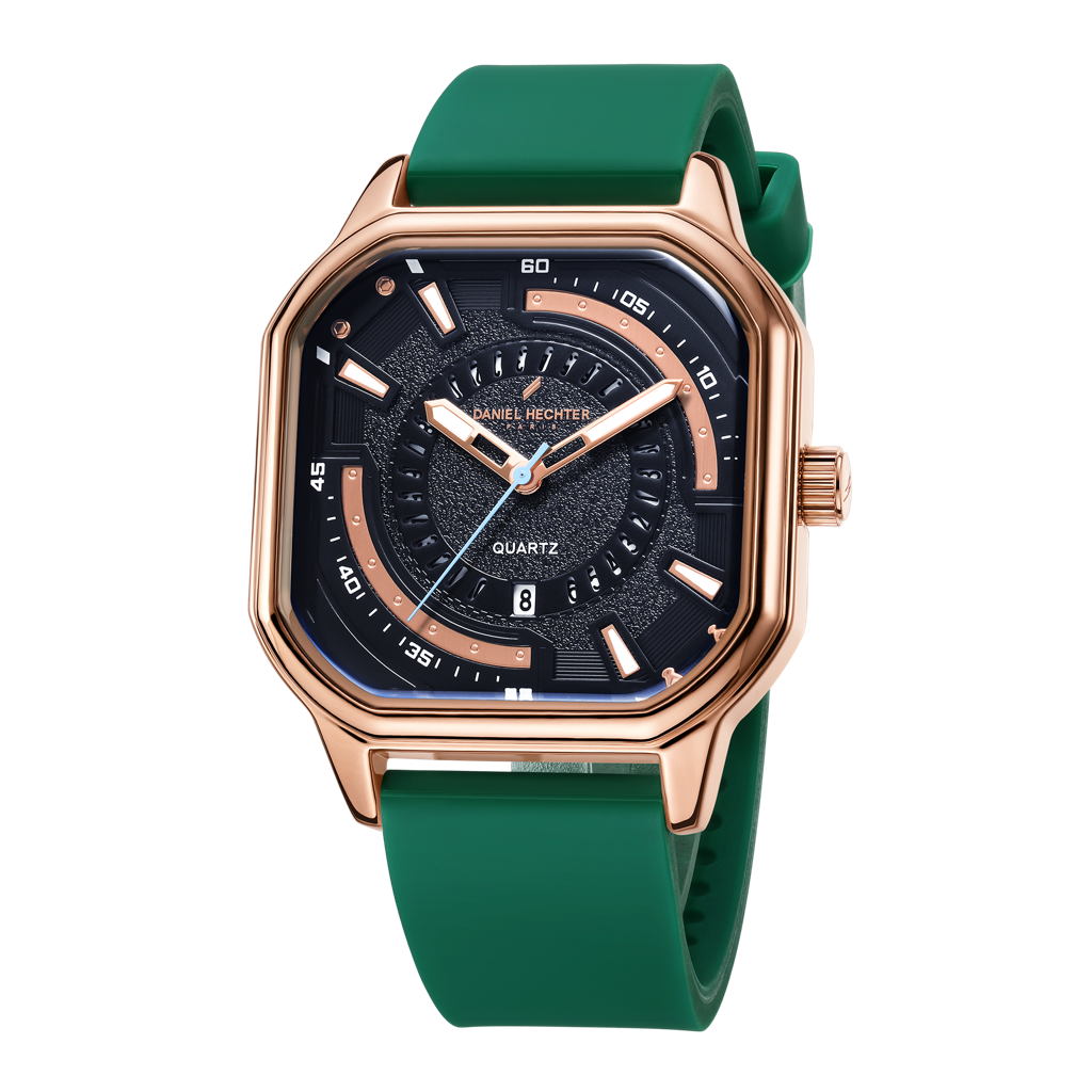 Daniel Hechter Paris Rivoli Collection Modern Analog Watch For Men With Octagon Dial And Silicon Band-Dhm1003 : DHM1003-06