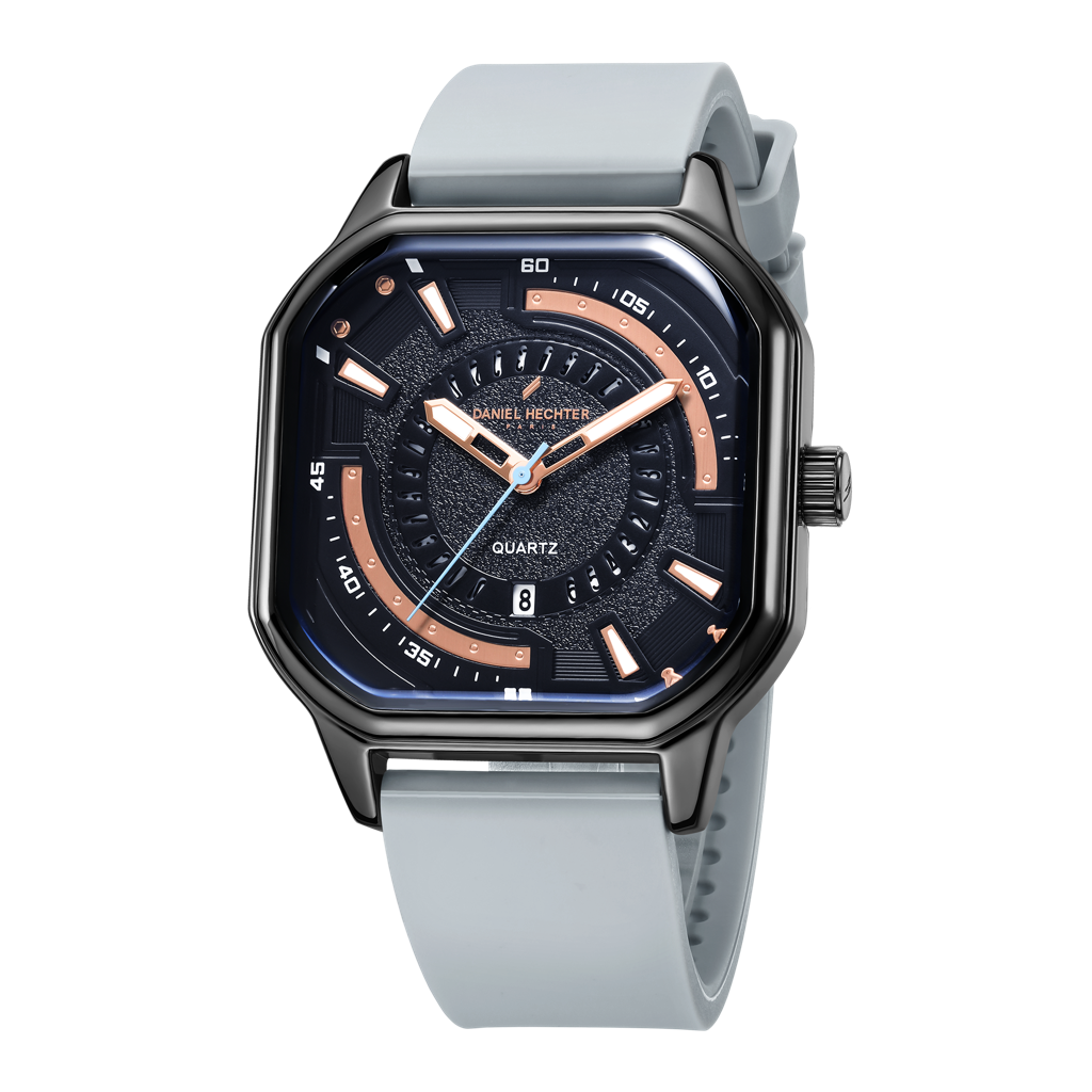 Daniel Hechter Paris Rivoli Collection Modern Analog Watch For Men With Octagon Dial And Silicon Band-Dhm1003 : DHM1003-04