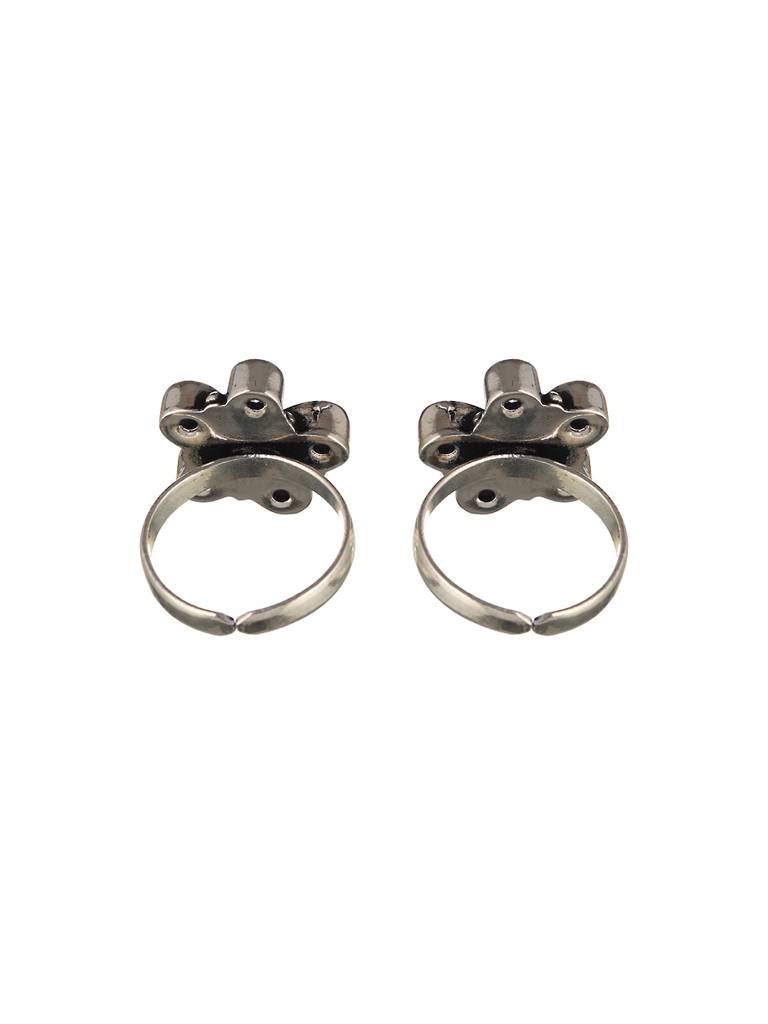 Set Of 2 Silver Lookalike Ad Studded Toe Ring : SJTR2025