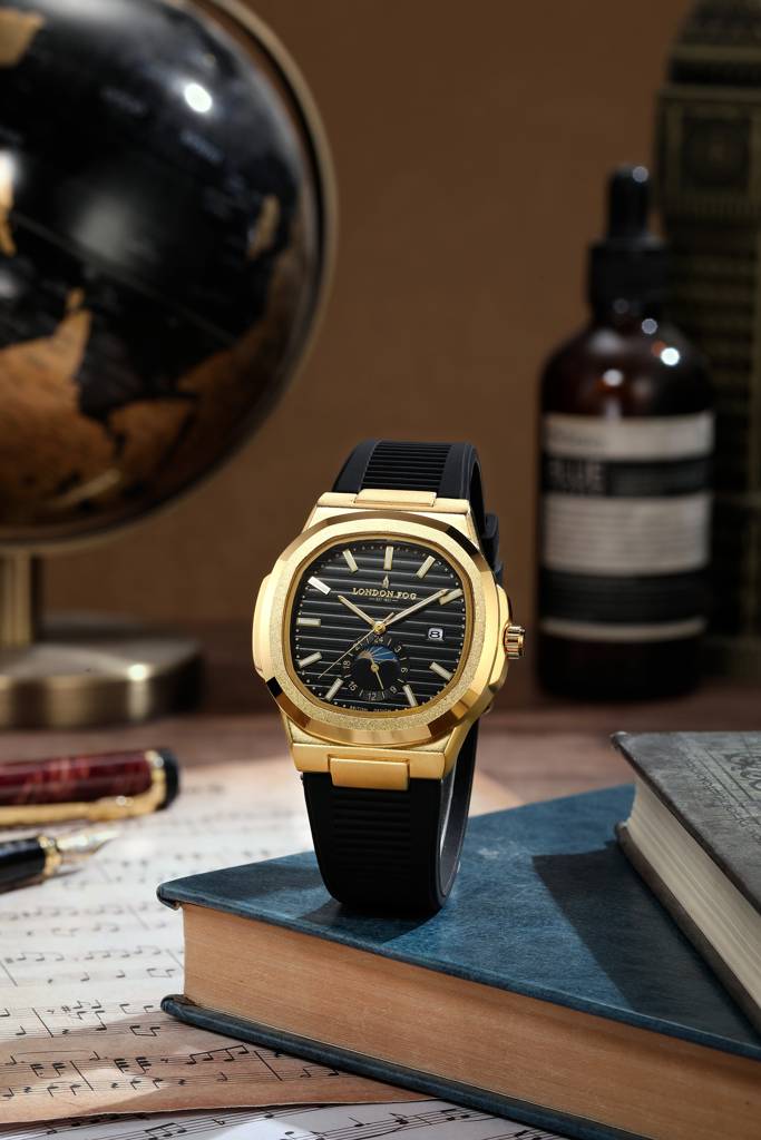 Greenwich Collection Analog Quartz Watch For Men With Textured Cushion-Shaped Dial, Date Display, 24-Hour Day-Ni : LFM10018-02