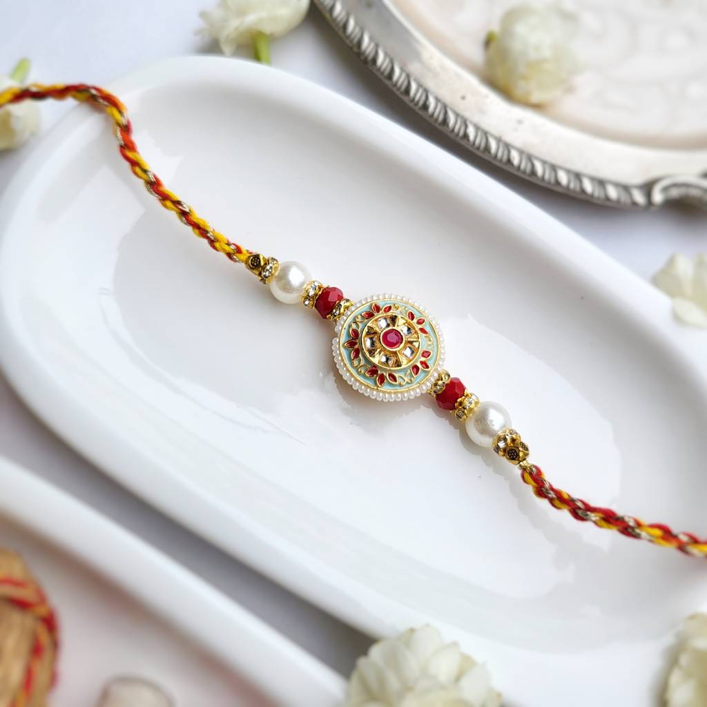 Classic Meenakari Bhai Rakhi With Rubi Meenakari Bhabhi Bracelet : PIABRK143