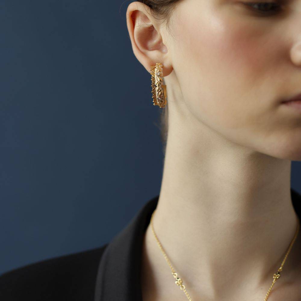 Enamel & Filigree Hoop Earrings