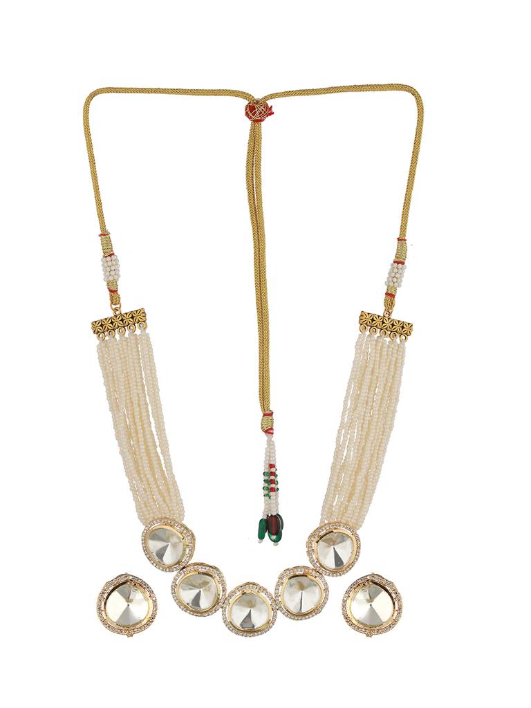 Victorian Dual Tone Uncut Polki Pearl Beaded Choker Jewellery Set : SJNK2055