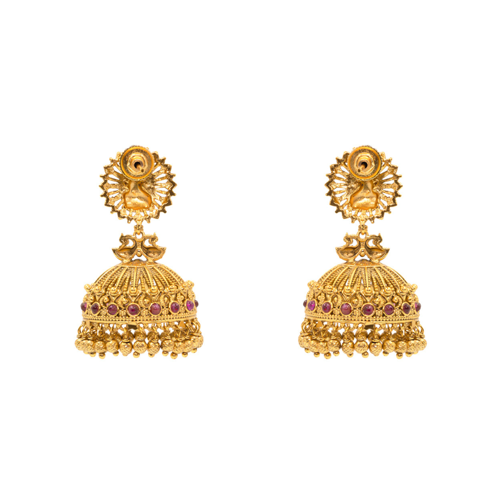 Divine  Maa Lakshmi Temple Jhumka With Peacock R-2027 : R-2027