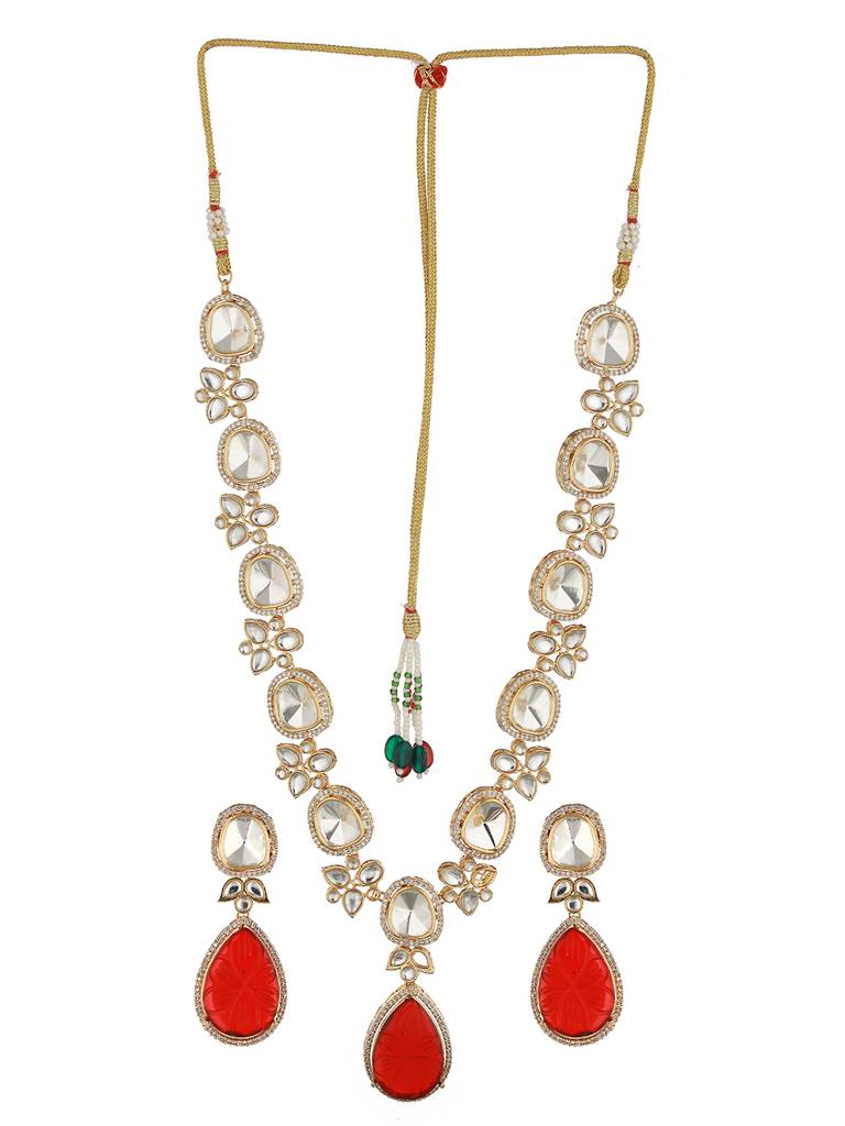 Victorian Ruby  Dual Tone Uncut Polki Kundan Jewellery  Set : SJNK2065