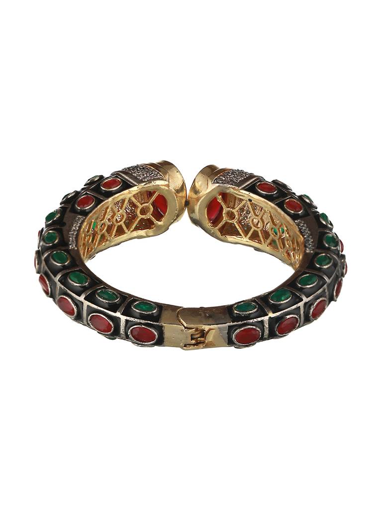 Enamelled Multicoloured Ad Studded Statement Cuff : SJBR2075