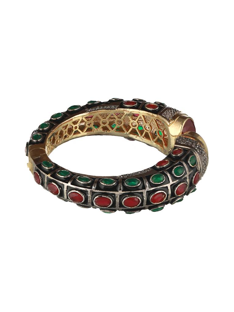 Enamelled Multicoloured Ad Studded Statement Cuff : SJBR2075