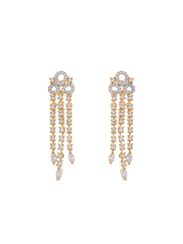 Gold Polished White Cz Studded Contemporary Jewellery Set : SJNK2082