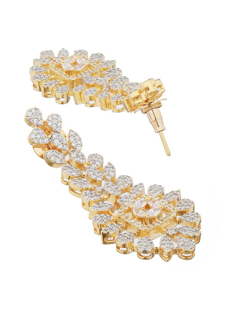 Gold Toned White Cz Studded Designer Jewellery Set : SJNK2083