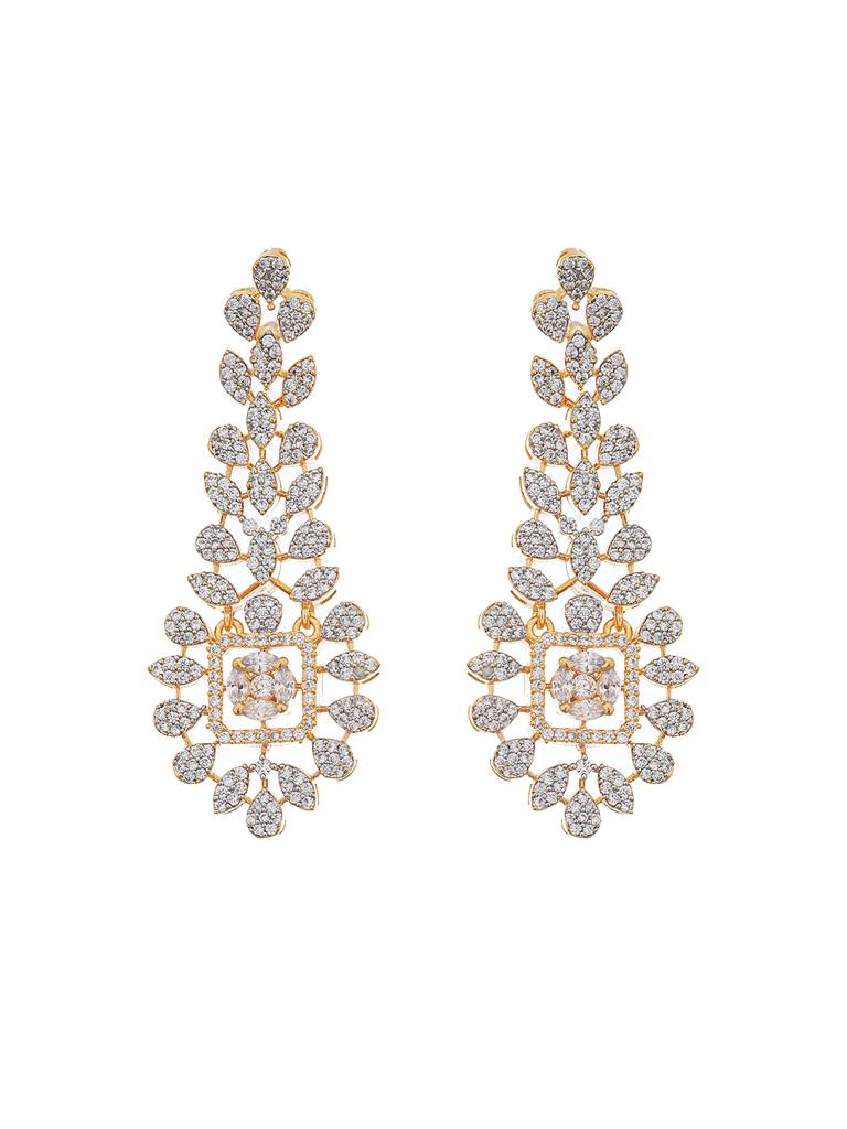 Gold Toned White Cz Studded Designer Jewellery Set : SJNK2083