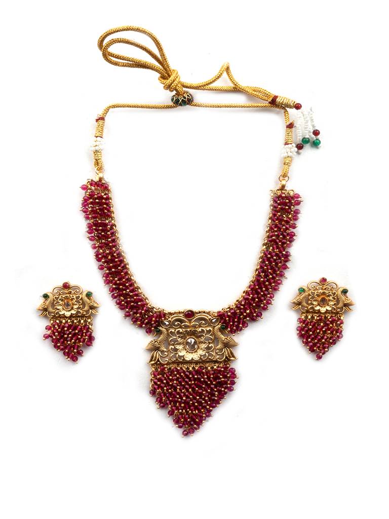 Peacock Hydra Necklace Set Green : W13Red