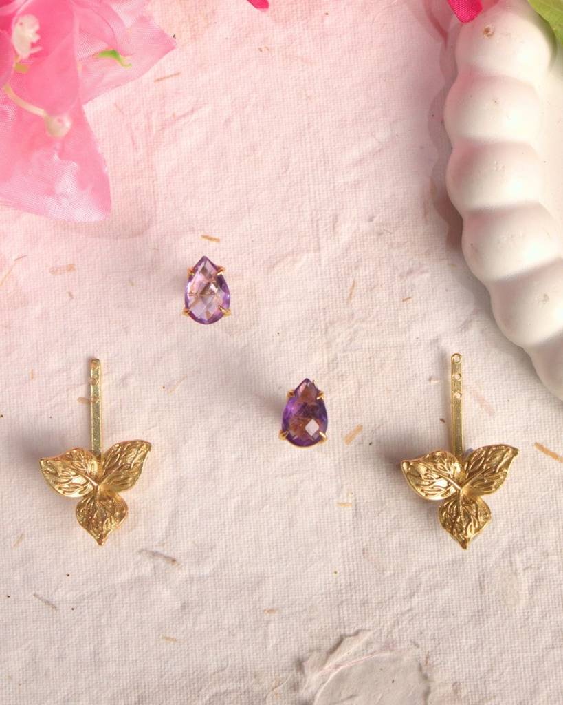 Aria 2 In 1 Stone And Flower Studs Amethyst : EBAM2E
