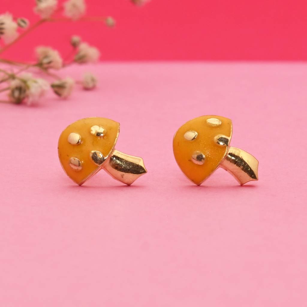 925 Pure Silver Mushroom Inspired Stud Earrings For Girls And Kids : TWP1306