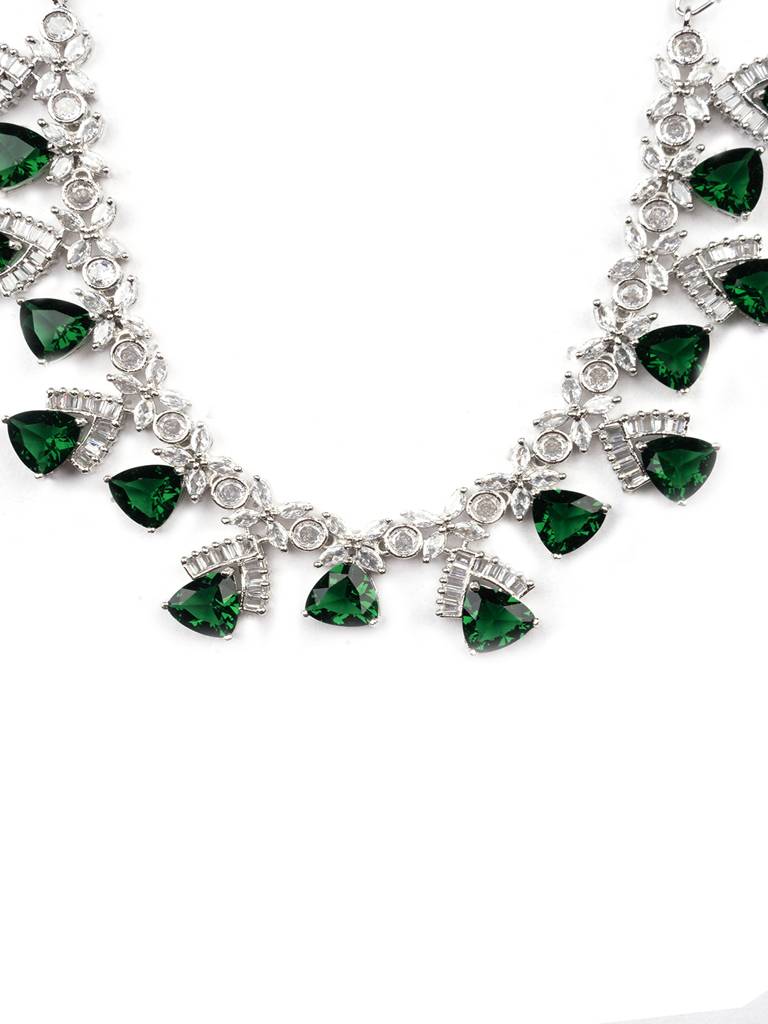 Cz Ad Necklace Set For Glamorous Lookâ : AD127GREEN