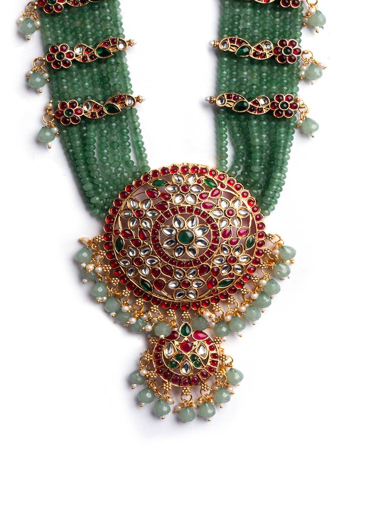 Multicolor Kemp Jadau Bridal Haram Set : SATJS351