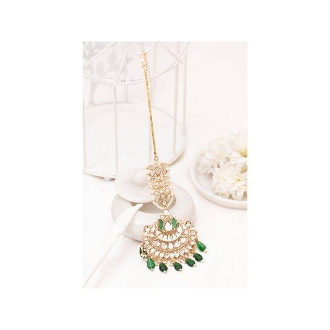 Sitara Polki Green Maangtikka : PA-115