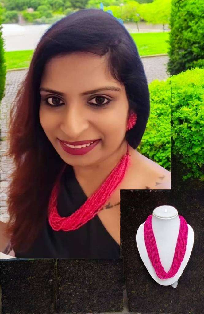 Everyday-To-Occasion Multilayer Beaded Necklace With Matching Earrings : BDE-HOP-20LS-NWE-004