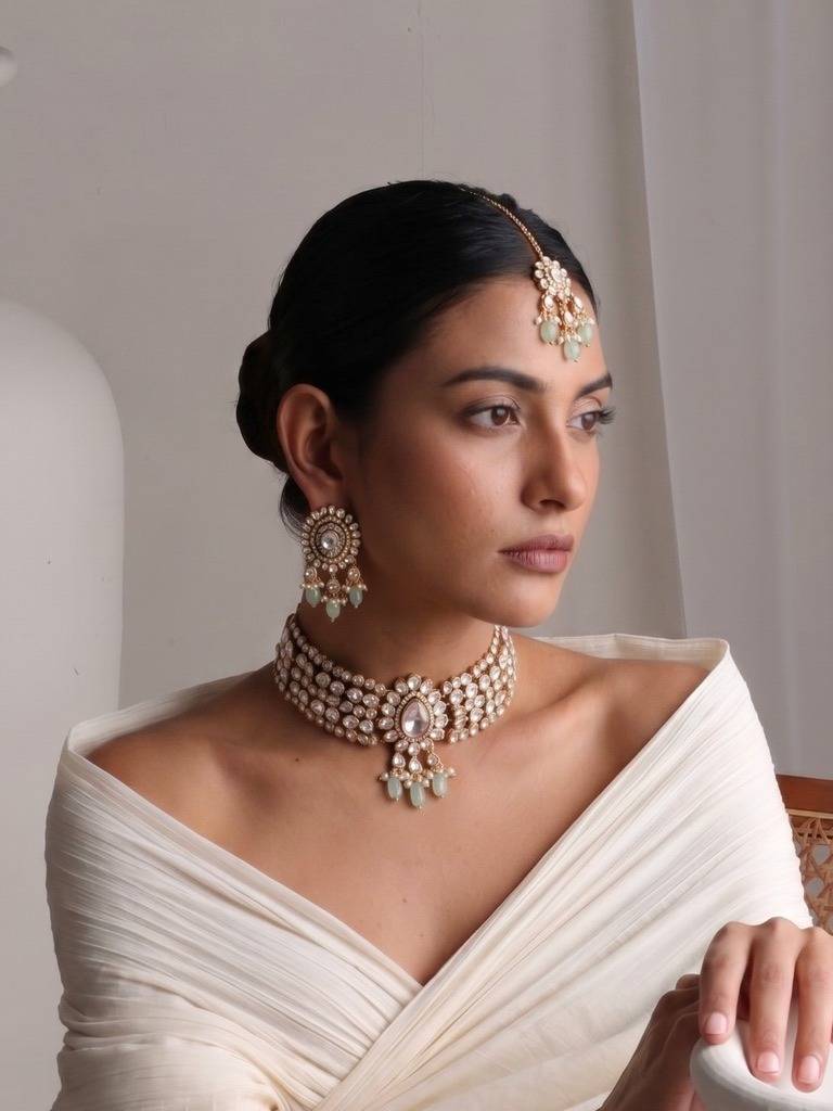 Ameera Emerald Kundan Choker Set : PR-286N