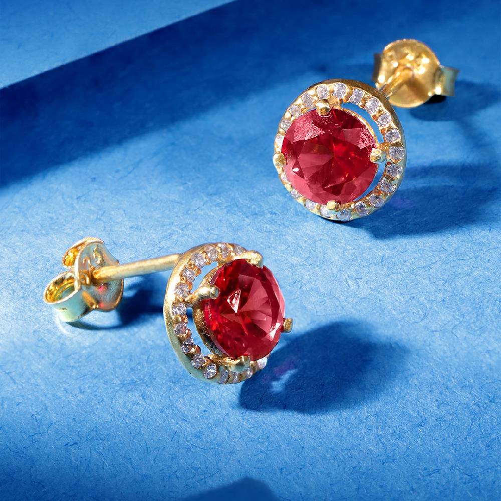 92.5 Silver Red Stone Earrings : 92.5 Silver Red Stone Earrings : 92.5 Silver Red Stone Earrings : U100SO004MY001
