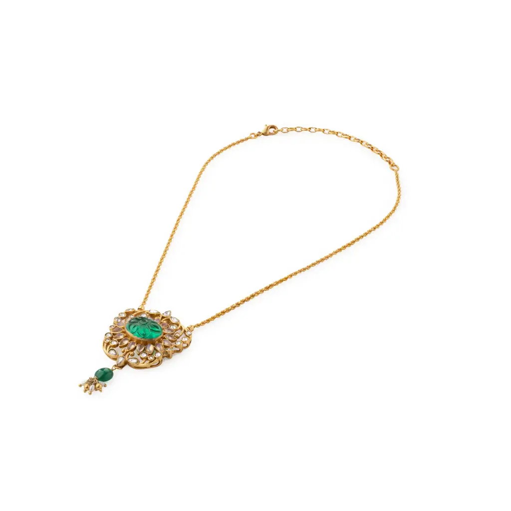 Gulmohar Mini Floralia Necklace Green By Tribe Amrapali : 1066