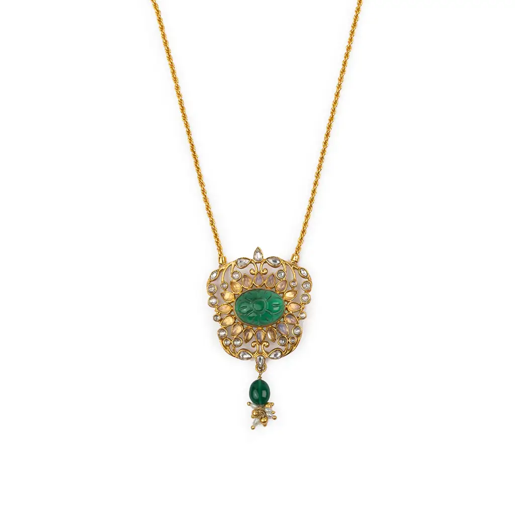 Gulmohar Mini Floralia Necklace Green By Tribe Amrapali : 1066