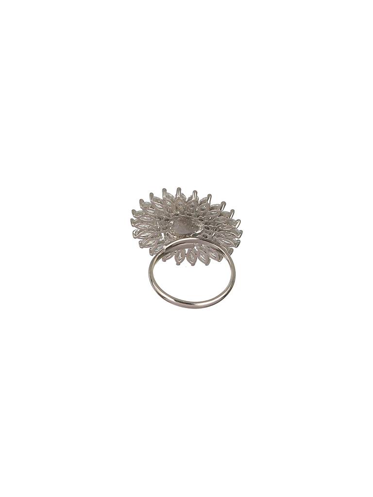 Silver Plated Pearl Studded Minimal Finger Ring : SJRG2109
