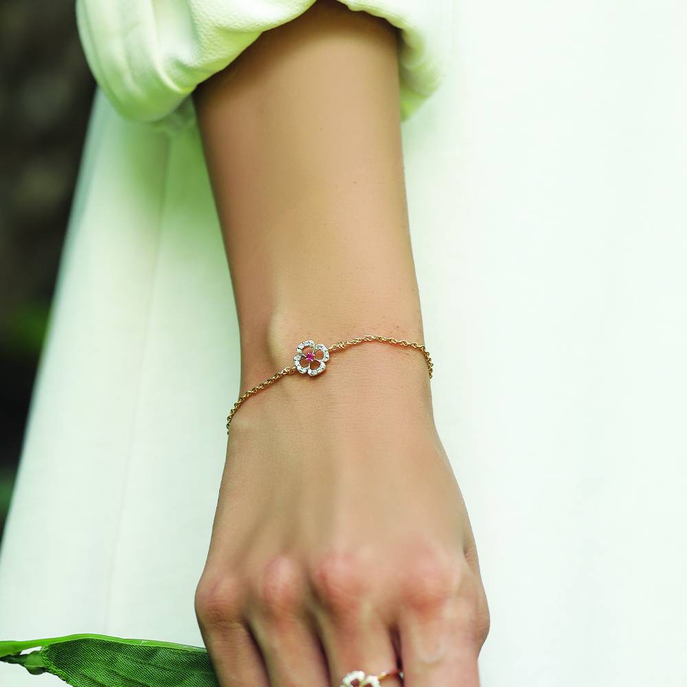 Grace Blossom - Lab Diamond & Ruby Bracelet : LLBR0101