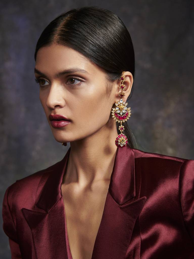 Carnival Of Crimsons Bridal Earrings : 1029