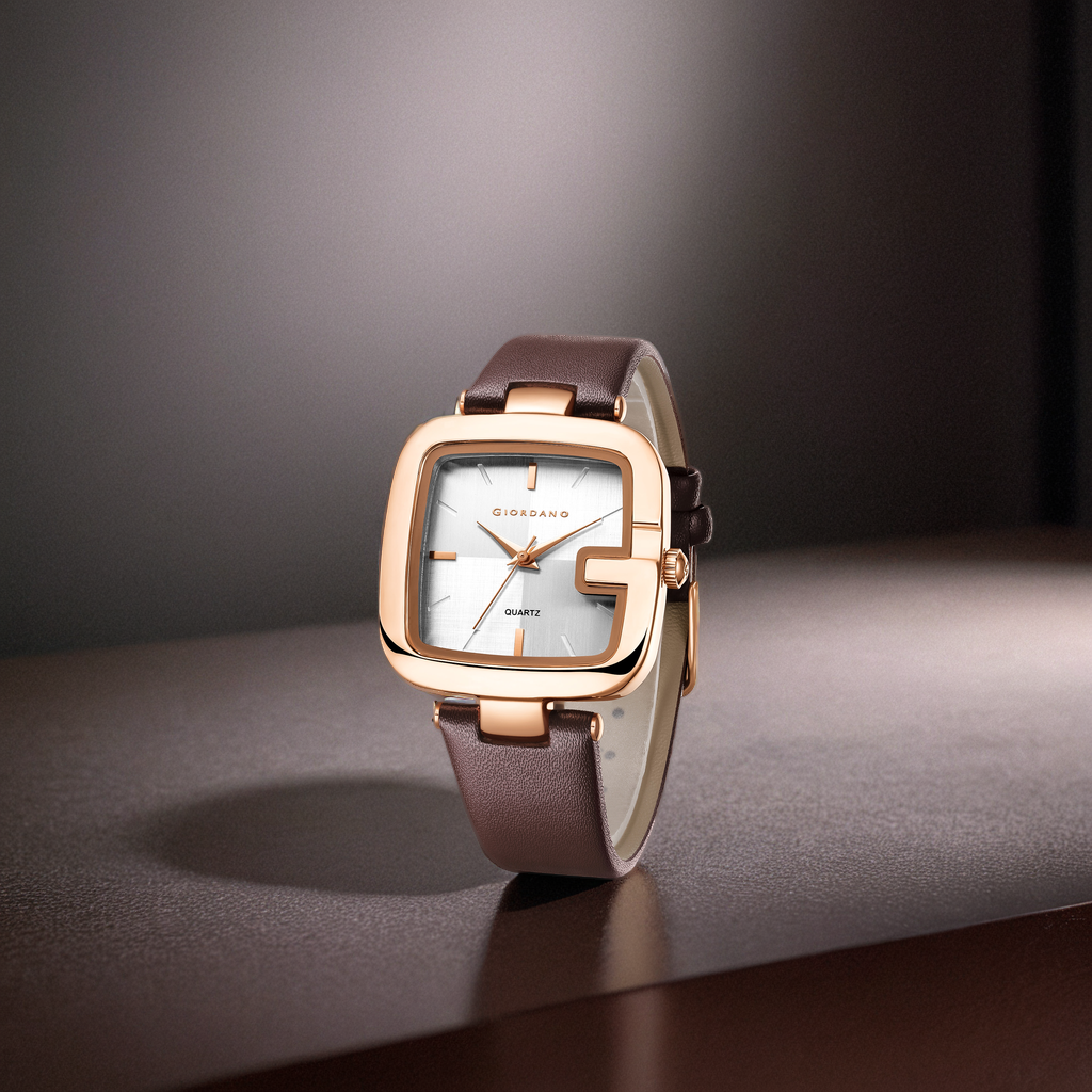 Giordano Square Dial Watch For Women With Leather Strap And Premium Quartz Moevment - Gz-60089 : GZ-60089-02