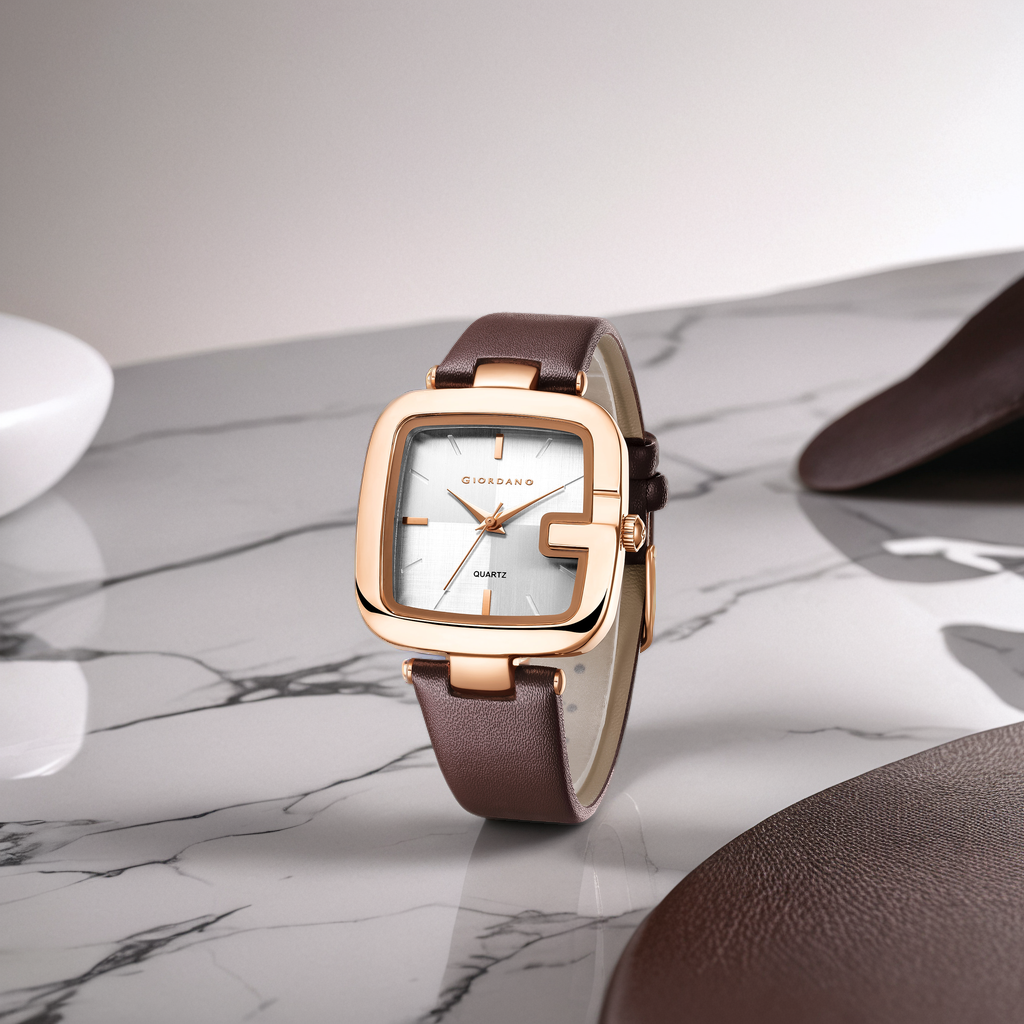 Giordano Square Dial Watch For Women With Leather Strap And Premium Quartz Moevment - Gz-60089 : GZ-60089-02